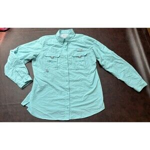 Columbia PFG Fishing Shirt Men's Vented Long Sleeve Large Florida Blue